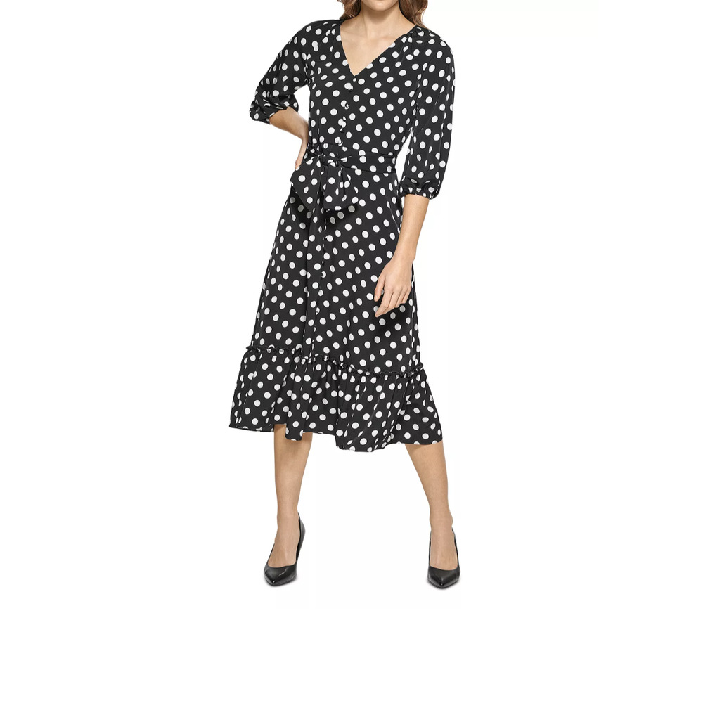 NWT Karl Lagerfeld Paris Polka Dot Midi Dress, Size 6